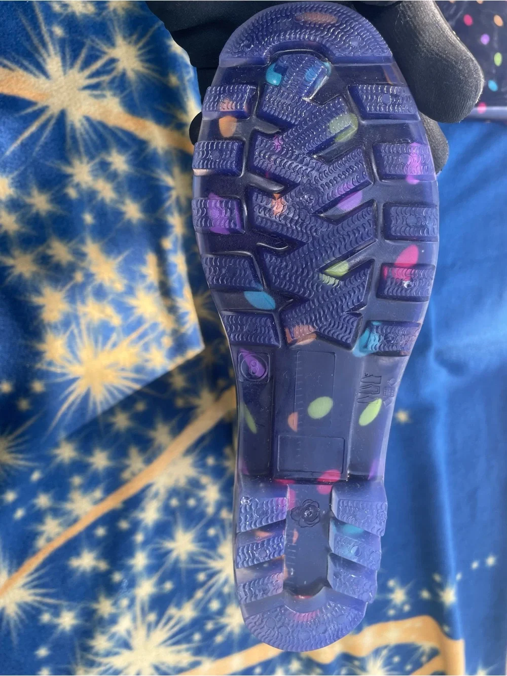 Women Purple Rain Boots with Multicolor Polka dots size 8